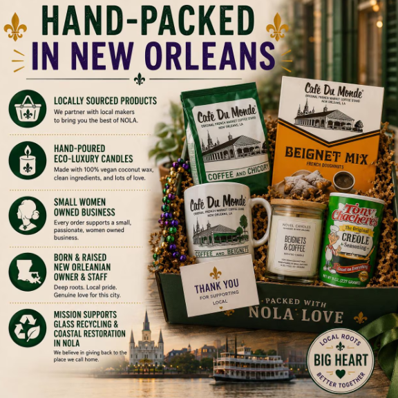 NEW ORLEANS THEMED GIFT BASKET | Handmade in Louisiana | Customizable Gift Idea | Nola Wedding Gift | Homesick Gift | Southern Hospitality