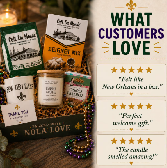 NEW ORLEANS THEMED GIFT BASKET | Handmade in Louisiana | Customizable Gift Idea | Nola Wedding Gift | Homesick Gift | Southern Hospitality