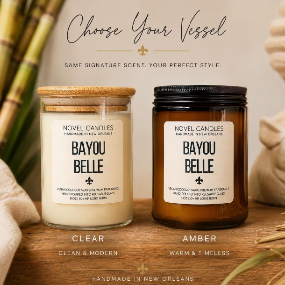 Bayou Belle Candle | Sugarcane, Amber & Vanilla Citrua Louisiana Candle | New Orleans Gift | Southern Candle | Handmade CocoSoy Candle