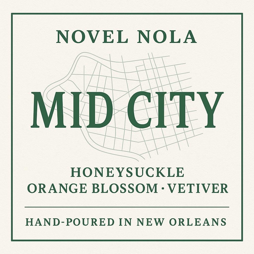 Mid City Candle • New Orleans Inspired • Honeysuckle + Orange Blossom + Vetiver • Nola Made • Clean-Burning CocoSoy Wax