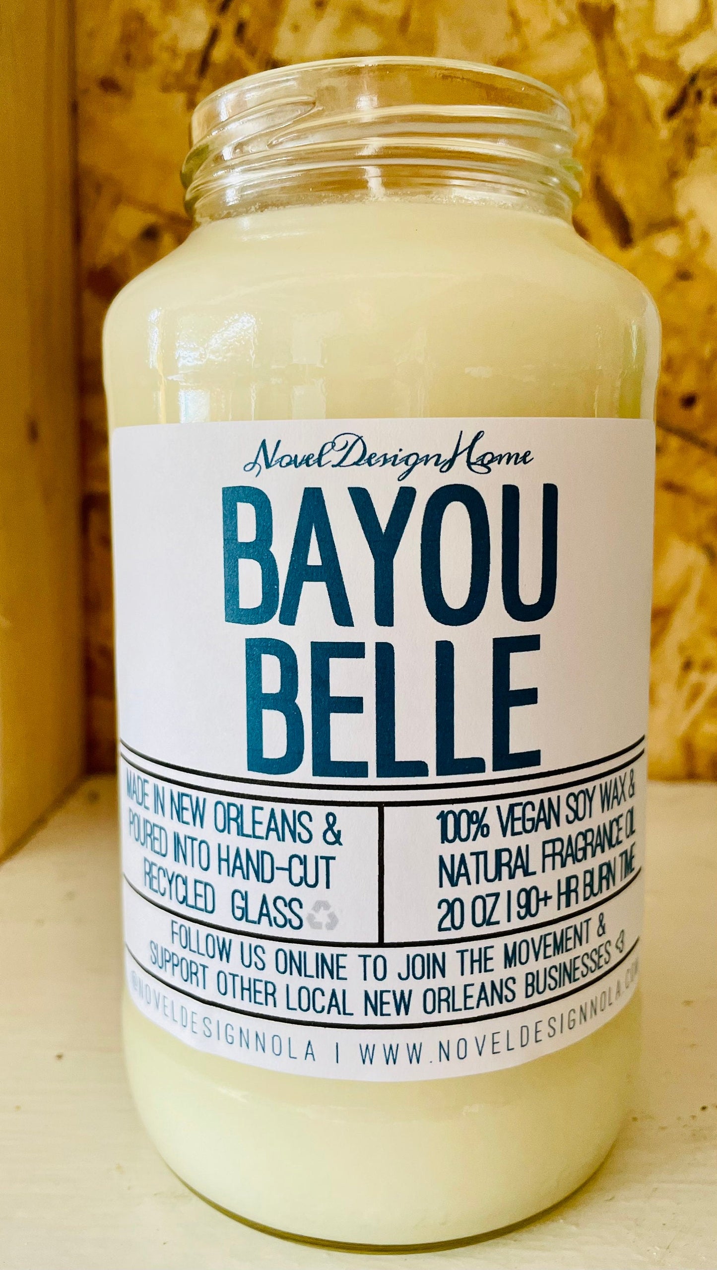 Bayou Belle Scented Candle: Sugarcane & Vanilla, Handmade in New Orleans