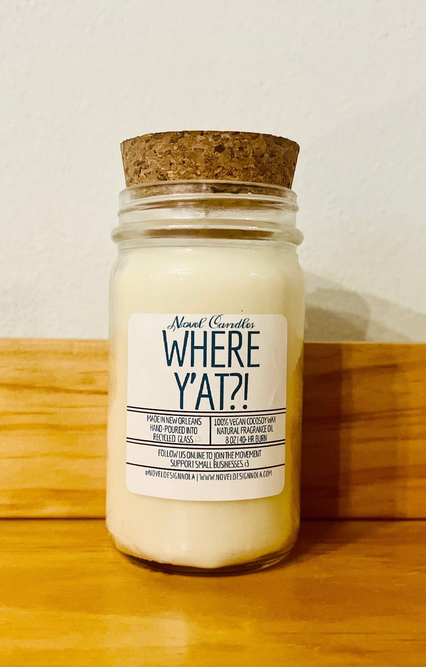Where Y’at?! Cucumber Melon Ginger Candle: Vegan CocoSoy Wax, Recycled Glass