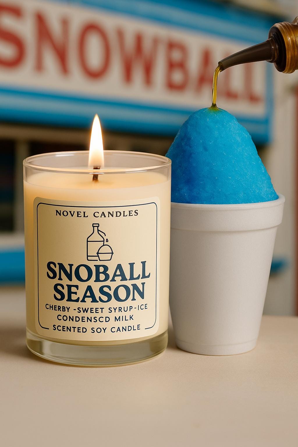 Sno-Ball Season Scented Candle — Vegan CocoSoy Wax, Recycled Glass Jar, New Orleans Summer Gift