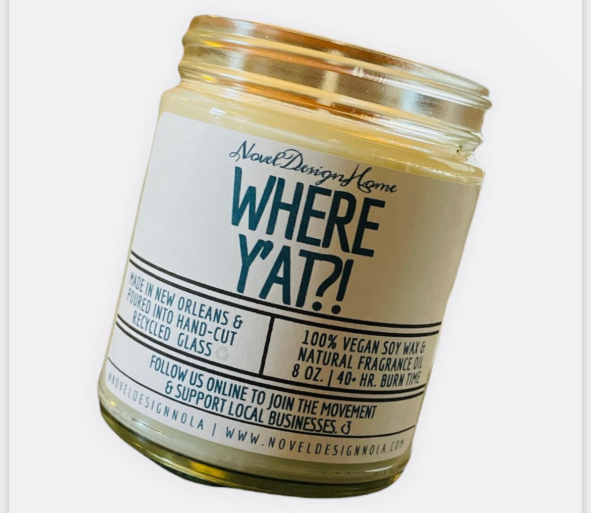 Where Y’at?! Cucumber Melon Ginger Candle: Vegan CocoSoy Wax, Recycled Glass