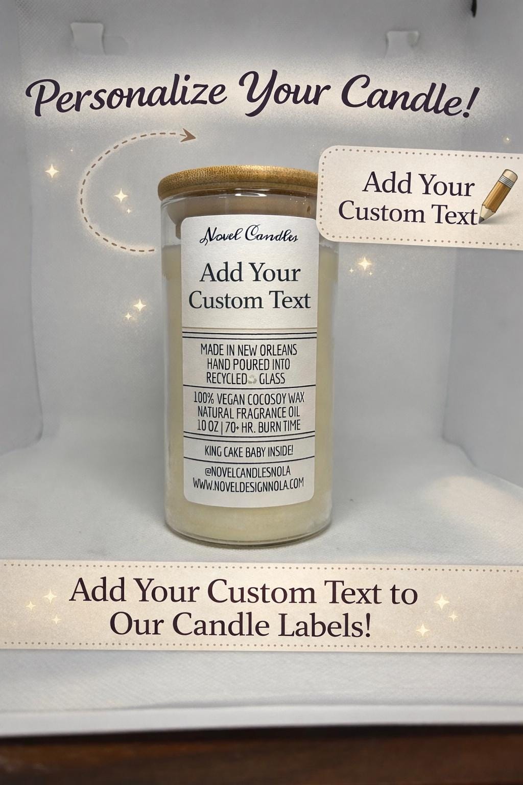 Personalized Label Candle: Custom Photo, Handmade Custom Party Favor