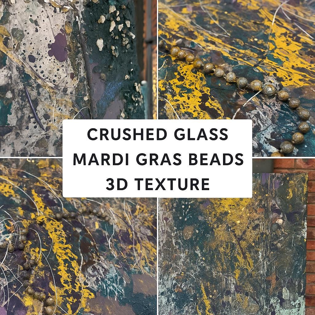 New Orleans Themed Painting, Mardi Gras LED Wall Art — Made from Crushed Glass & Recycled Materials, Ready to Hang 3D Art