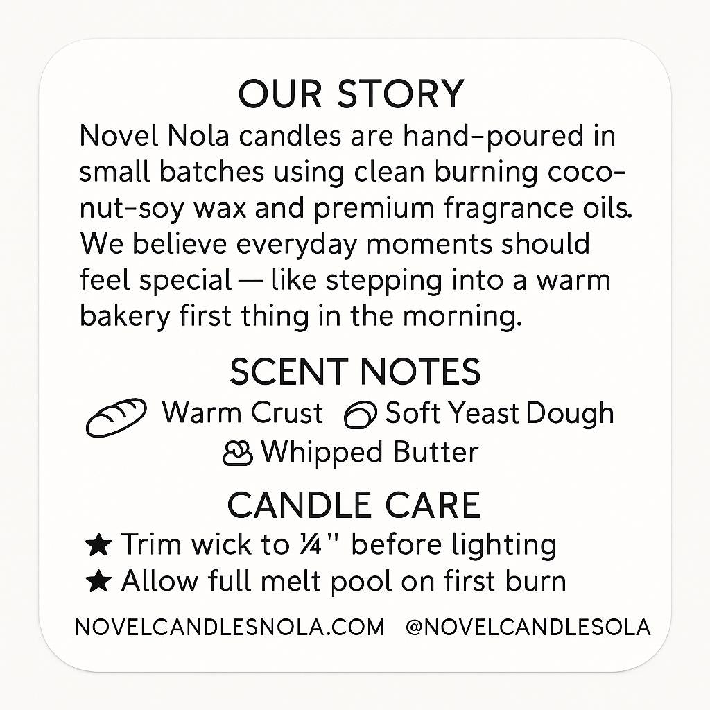 French Bread Scented Candle — New Orleans Po-Boy Inspired, Fresh Baked Bread Scent, Handmade in NOLA