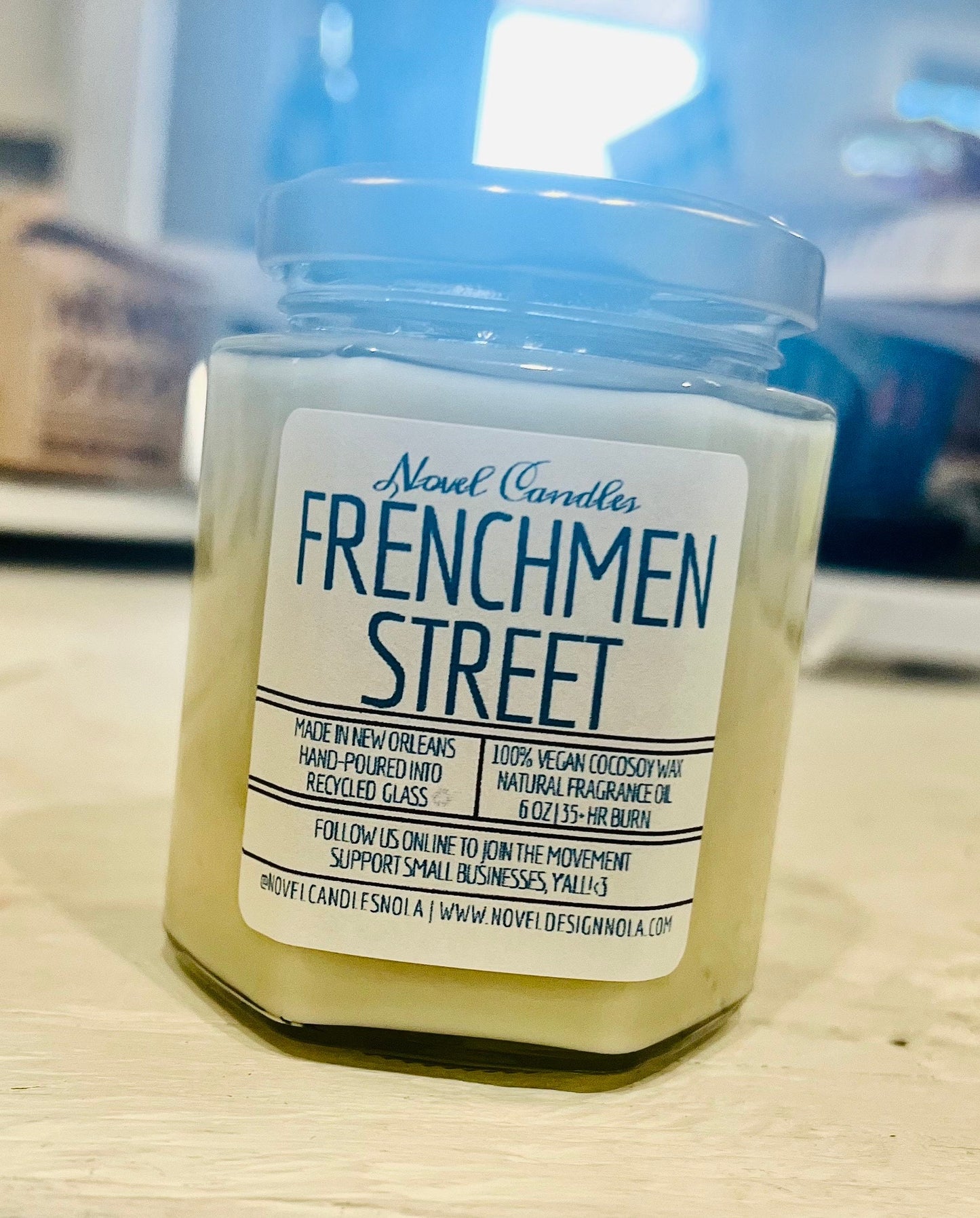 Frenchmen Street Candle: Palo Santo Sage Scent, Vegan CocoSoy Wax