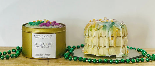 King Cake Scented Candle with Baby | Mardi Gras Decor, NOLA Gift