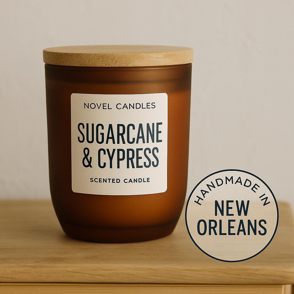 Sugarcane & Cypress Scented Candle — Louisiana Swamp & Bayou Inspired Candle, Handmade in New Orleans, NOLA Themed Gift in Reusable Jar
