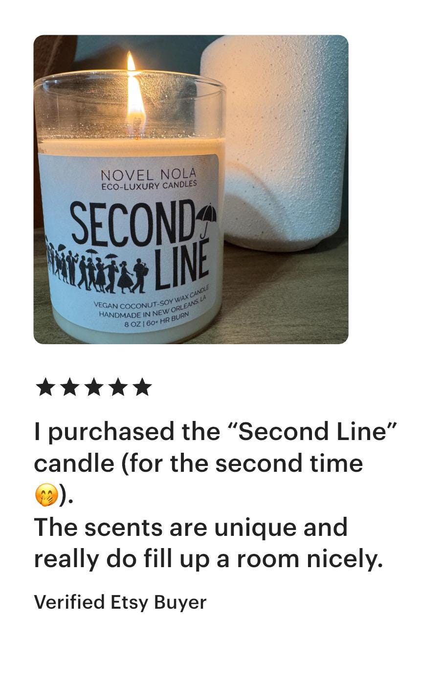 SECOND LINE — New Orleans Gift Candle | Citrus Jasmine Grapefruit Scented | NOLA Gift | Louisiana Wedding Favor | Mardi Gras Decor