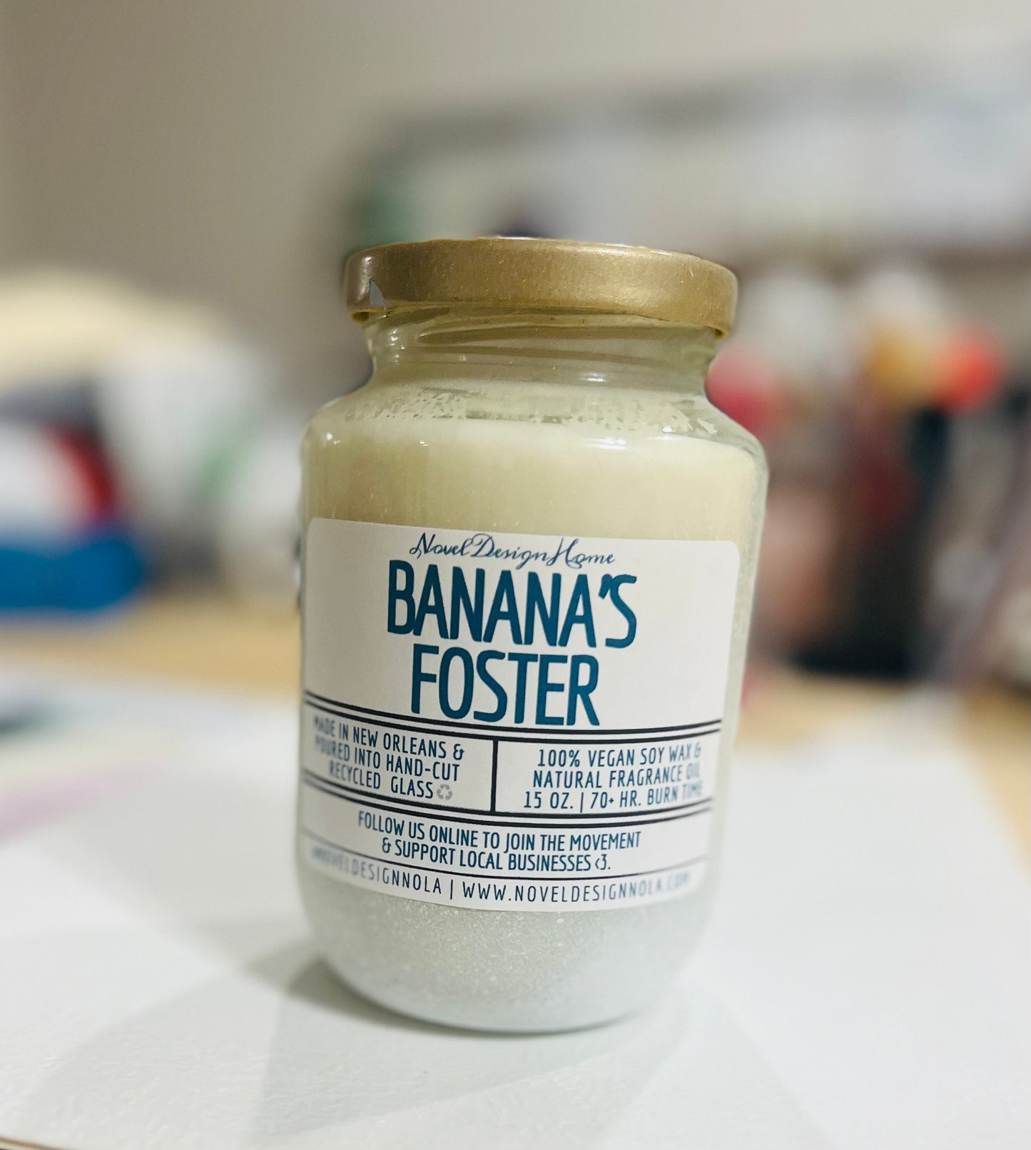 Bananas Foster Candle: New Orleans Dessert Scent, Vegan CocoSoy Wax