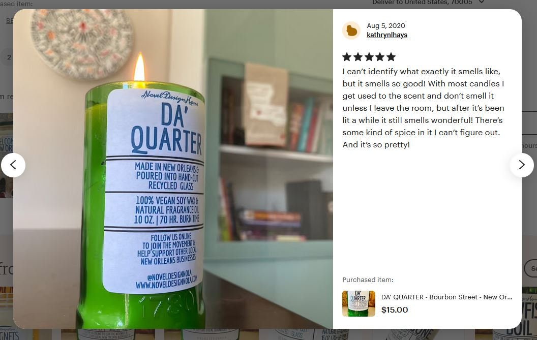 Da Quarter Scented Candle: Fruity Floral Musk, New Orleans Recycled Glass Jar