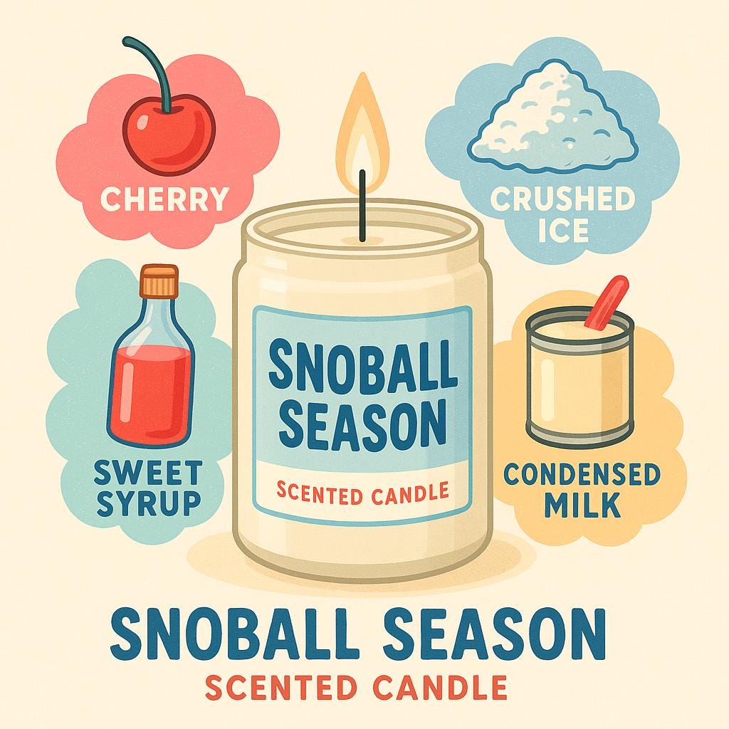 Sno-Ball Season Scented Candle — Vegan CocoSoy Wax, Recycled Glass Jar, New Orleans Summer Gift
