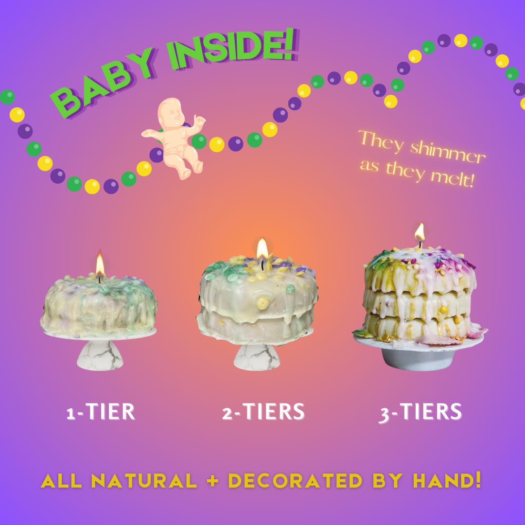 King Cake Scented Candle with Baby | Mardi Gras Decor, NOLA Gift