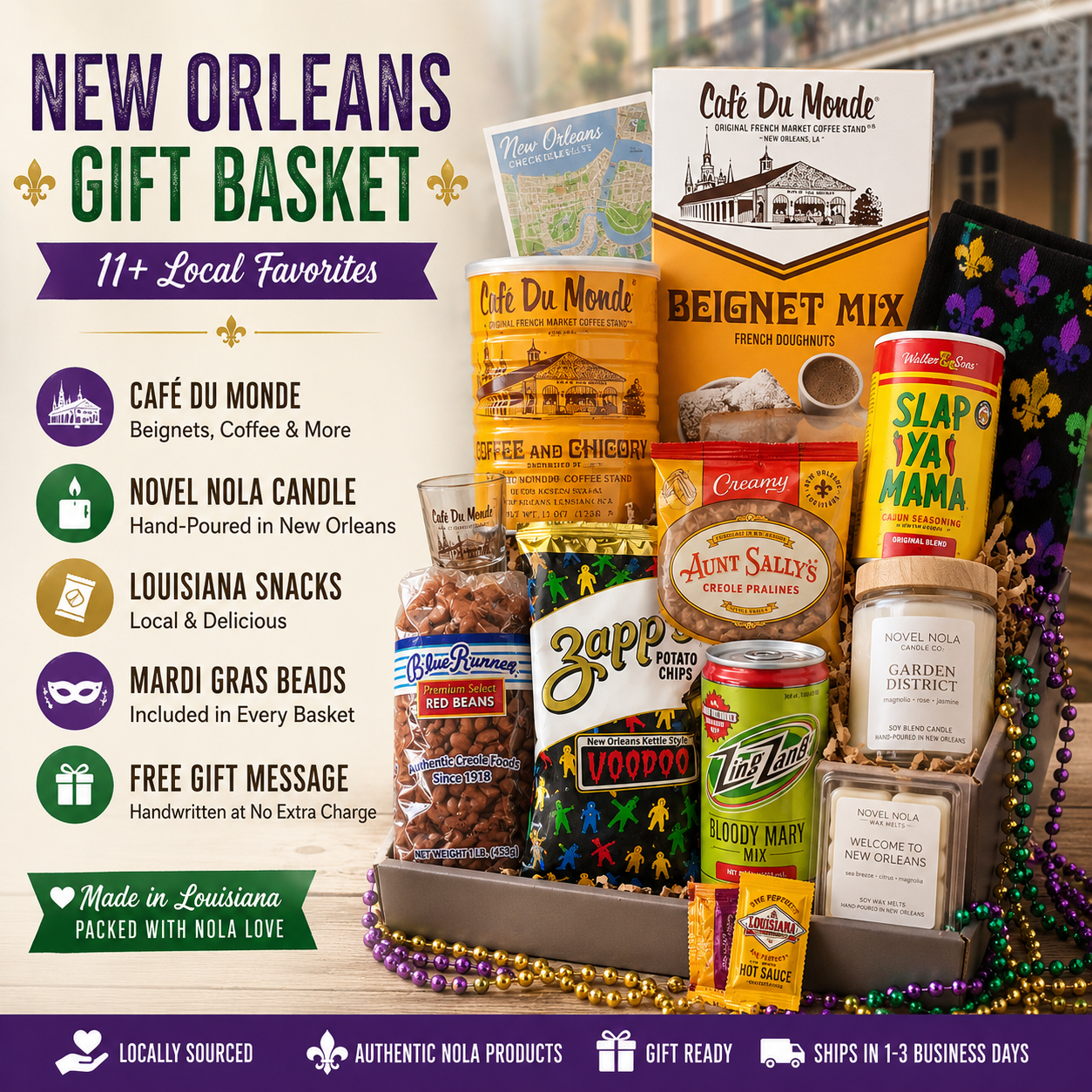 NEW ORLEANS THEMED GIFT BASKET | Handmade in Louisiana | Customizable Gift Idea | Nola Wedding Gift | Homesick Gift | Southern Hospitality