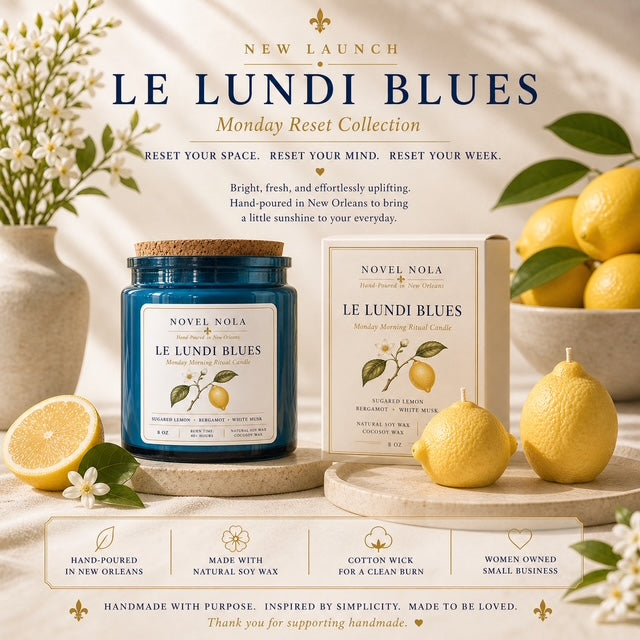LUNDI BLUES Lemon Candle | Bright Citrus Ritual Candle | Monday Reset | Fresh Lemon Scent | Eco-Luxury Hand-Poured Candle