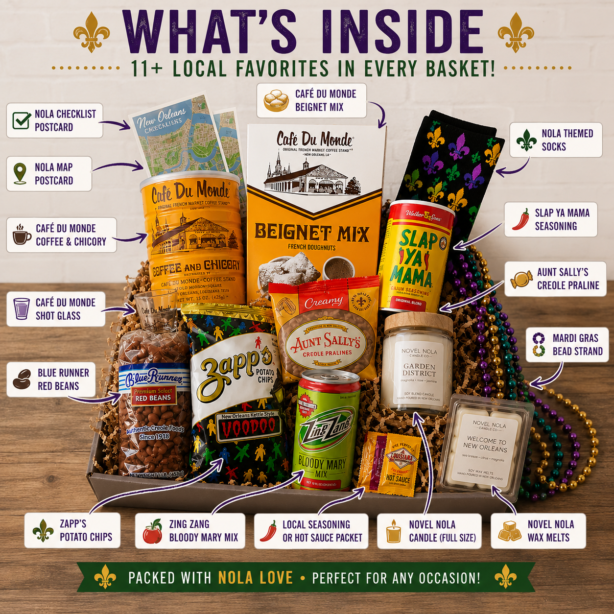 NEW ORLEANS THEMED GIFT BASKET | Handmade in Louisiana | Customizable Gift Idea | Nola Wedding Gift | Homesick Gift | Southern Hospitality