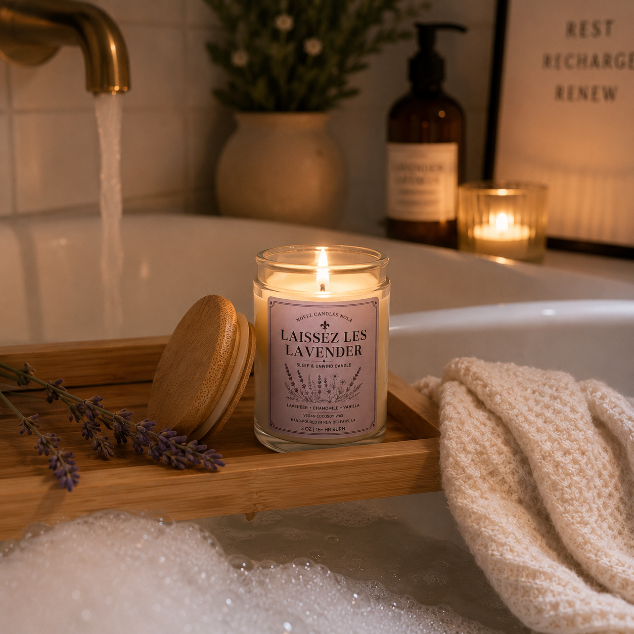 Laissez Les Lavender Candle | Lavender Chamomile Vanilla Candle | Sleep & Unwind Gift | New Orleans Candle | Relaxation Candle