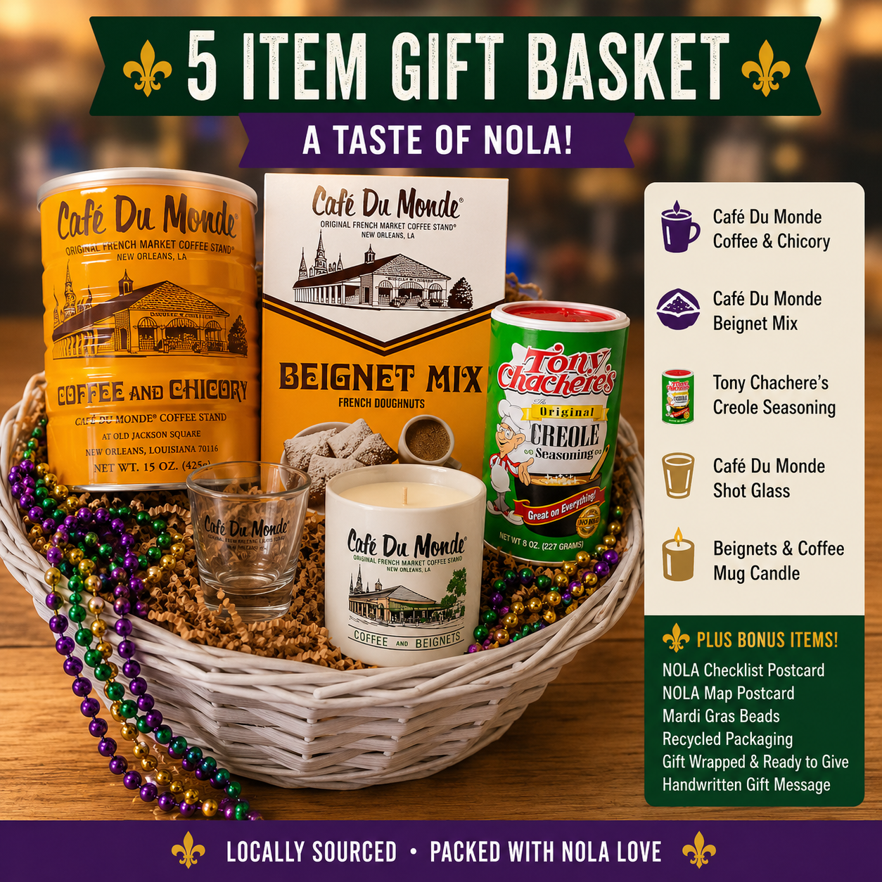 NEW ORLEANS THEMED GIFT BASKET | Handmade in Louisiana | Customizable Gift Idea | Nola Wedding Gift | Homesick Gift | Southern Hospitality