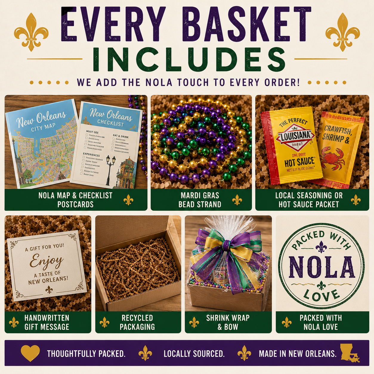 NEW ORLEANS THEMED GIFT BASKET | Handmade in Louisiana | Customizable Gift Idea | Nola Wedding Gift | Homesick Gift | Southern Hospitality